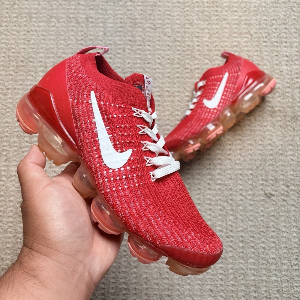 Nike Air VaporMax Flyknit 3 Track Red White Women's Size 8 Running
